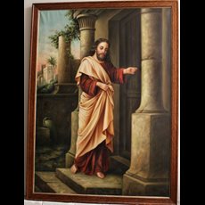 43" x 58" Christ Knocking- Oil on Canvas SKU C975-016